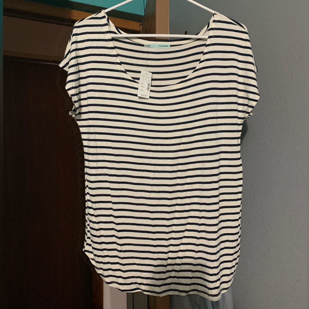 Maurices Blue and White Striped Shirt Size Small